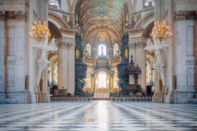 The nave of St Paul's with no chairs.