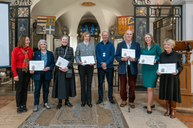 Group photo of the winners of the Marsh Trust awards in St Paul's Cathedral OBE Chapel