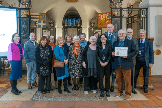 Group photo of the winners of the Marsh Trust awards in St Paul's Cathedral OBE Chapel