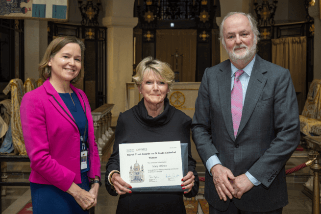 Group photo of the winners of the Marsh Trust awards in St Paul's Cathedral OBE Chapel