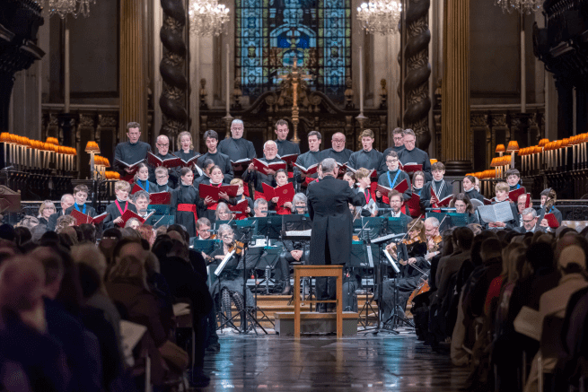 The choir and orchestra at A Celebration of Christmas.