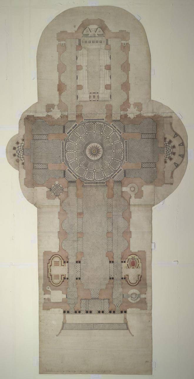 Fig. 5. Complete plan of the church-floor paving. Drawn by William Dickinson, c.1709–10 (WRE/7/2/7[D202])