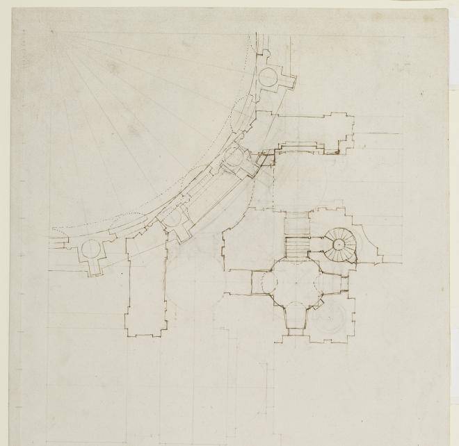 Fig. 4. Study plan of south-east quarter of the crossing, drawn by Wren