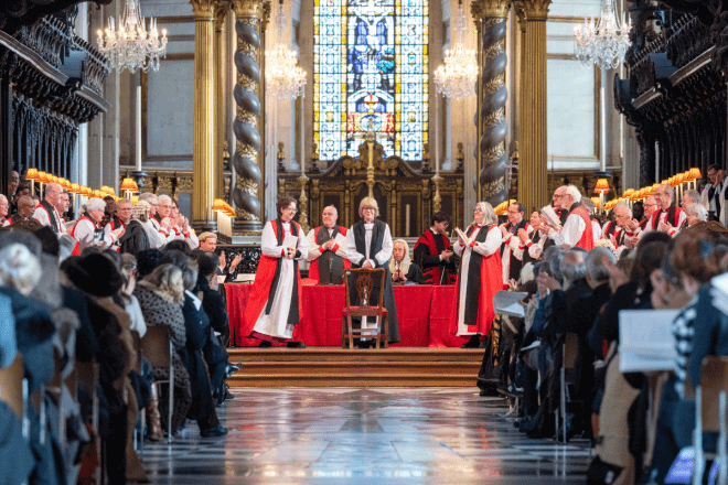 Archbishop Sarah is applauded by bishops at the High Altar