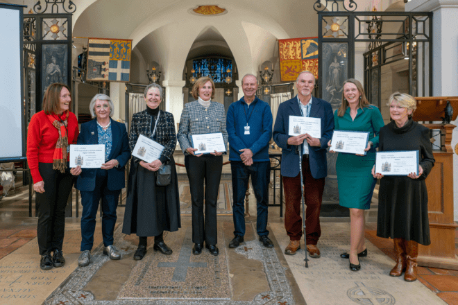 Group photo of the winners of the Marsh Trust awards in St Paul's Cathedral OBE Chapel