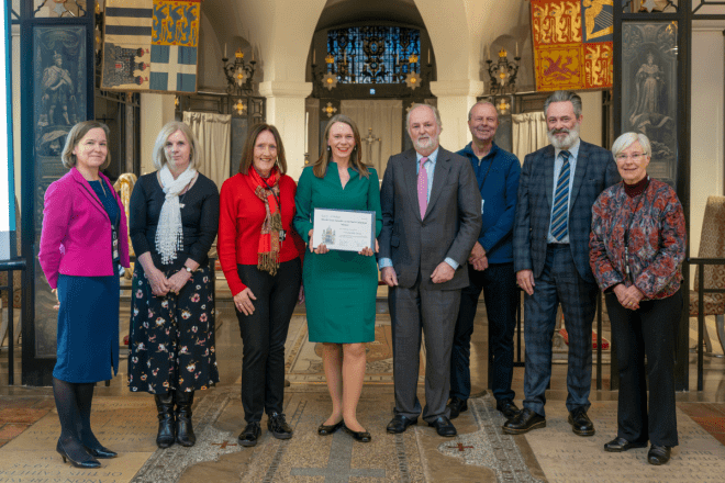 Group photo of the winners of the Marsh Trust awards in St Paul's Cathedral OBE Chapel