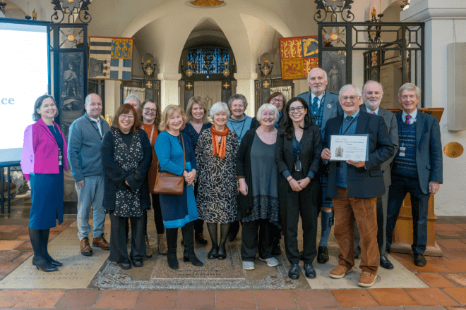 Group photo of the winners of the Marsh Trust awards in St Paul's Cathedral OBE Chapel