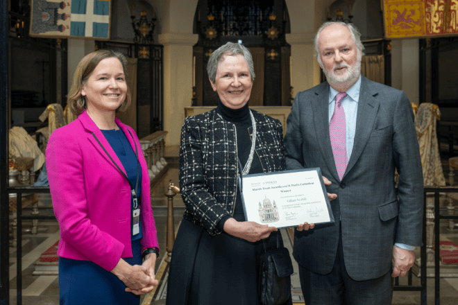 Group photo of the winners of the Marsh Trust awards in St Paul's Cathedral OBE Chapel