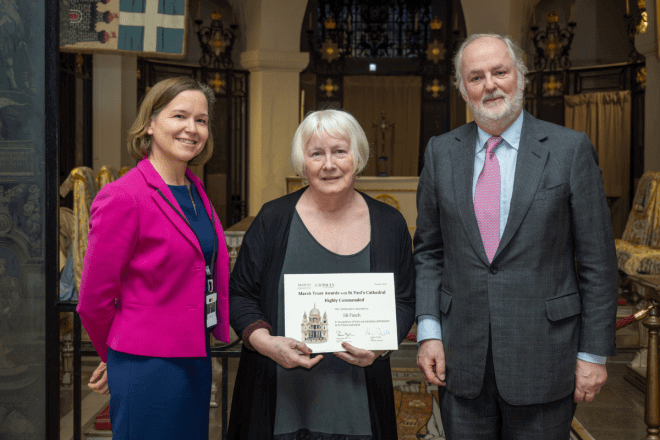 Group photo of the winners of the Marsh Trust awards in St Paul's Cathedral OBE Chapel