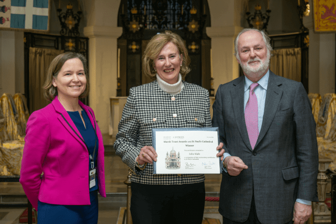 Group photo of the winners of the Marsh Trust awards in St Paul's Cathedral OBE Chapel