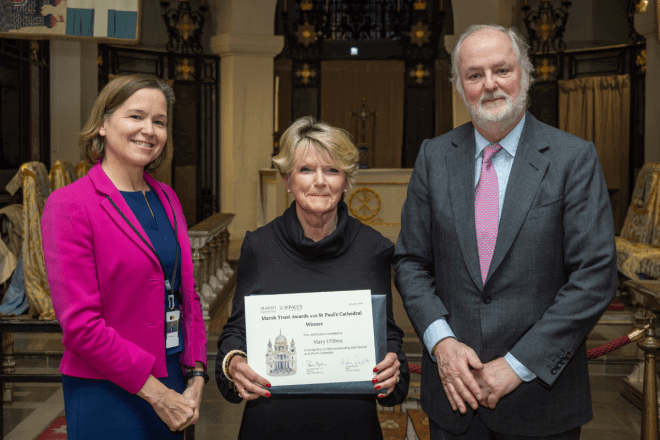 Group photo of the winners of the Marsh Trust awards in St Paul's Cathedral OBE Chapel