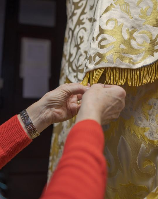 embroidery on a gold vestment