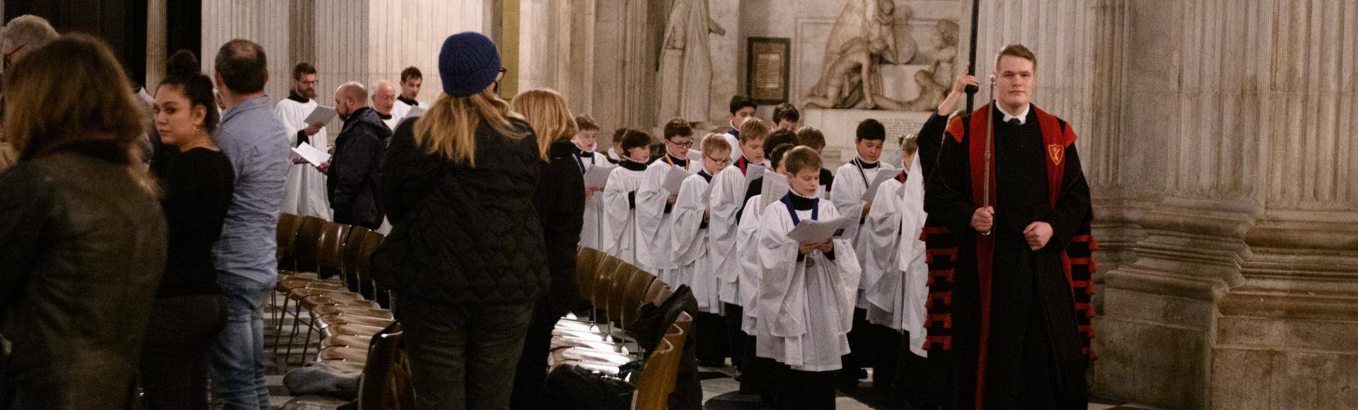 Choristers processing in the Cathedral