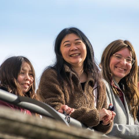 young women looking out from the top of the Dome