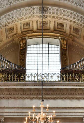 The trumpets above the great west door which are played on Royal occasions