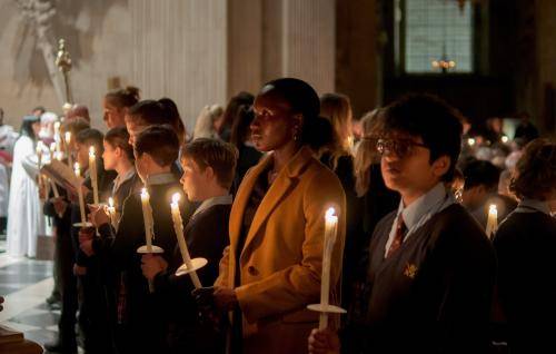 Service dark candles singing