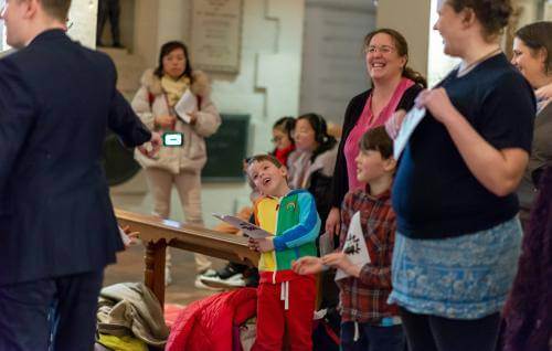 singing group school children smiling music