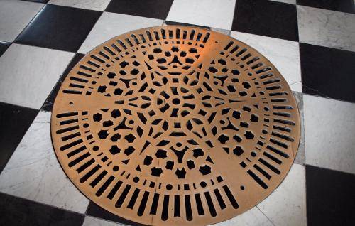 A photograph showing circles and squares found in the cathedral