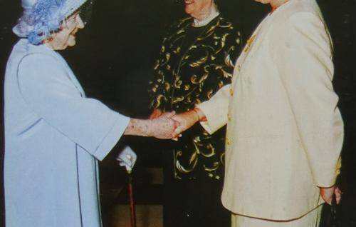 Eileen Woods with HM Queen Elizabeth The Queen Mother 