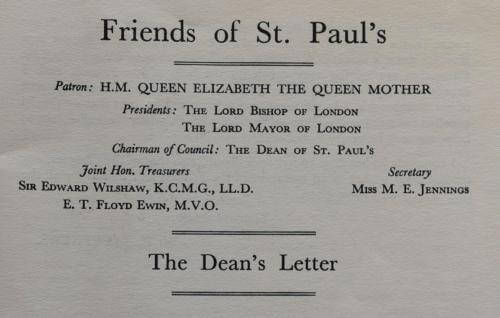 An early newsletter to the Friends of St Paul's