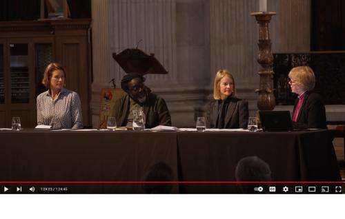 The panellists seated under the dome in St Paul's Cathedral