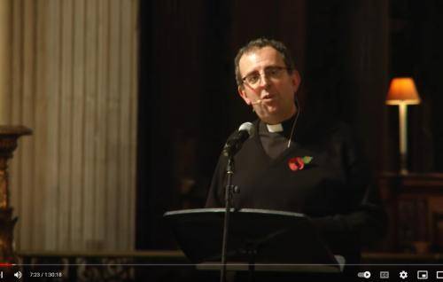 Richard Coles talking under the dome at St Paul's Cathedral