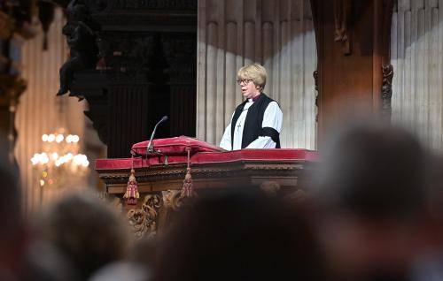 The Bishop of London in the pulpit at St Paul's Cathedral