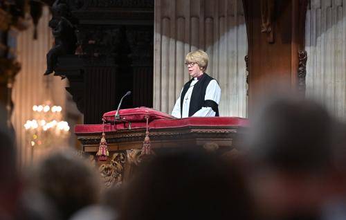 The Bishop of London in the pulpit at St Paul's Cathedral