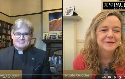 A screenshot of Andreas Loewe and Paula Gooder