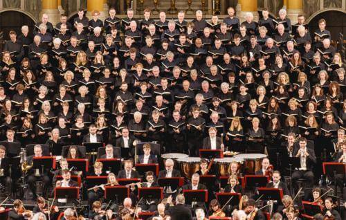 The Bach Choir singing in a concert