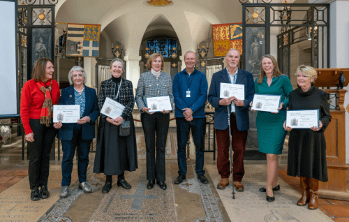 Group photo of the winners of the Marsh Trust awards in St Paul's Cathedral OBE Chapel