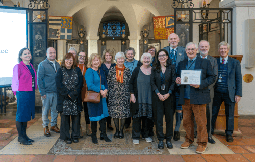 Group photo of the winners of the Marsh Trust awards in St Paul's Cathedral OBE Chapel