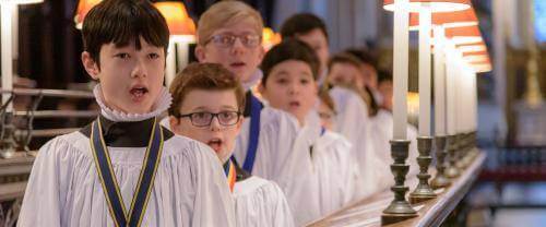 choristers at christmas choir singing music