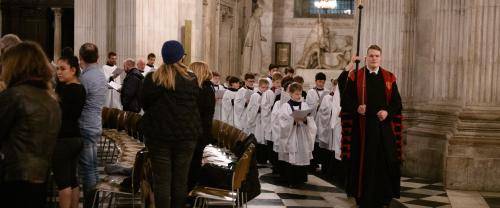 Choristers processing in the Cathedral
