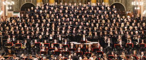 The Bach Choir singing in a concert