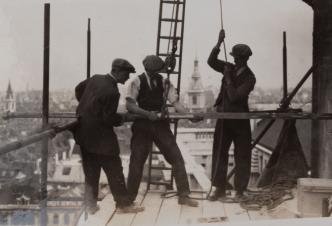 Cathedral works staff working on the restoration project, 1920s (Ref. No. SPCAA/PA/13)