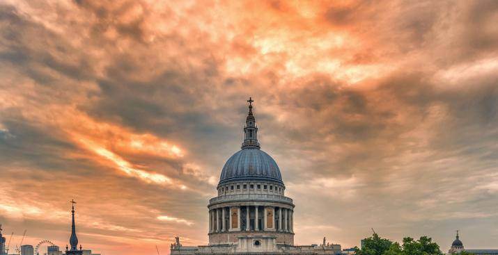 St Paul's evening dome sunset spring