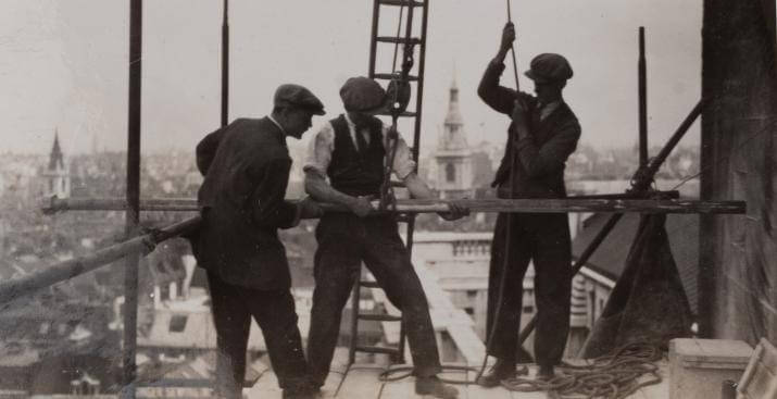 Cathedral works staff working on the restoration project, 1920s (Ref. No. SPCAA/PA/13)